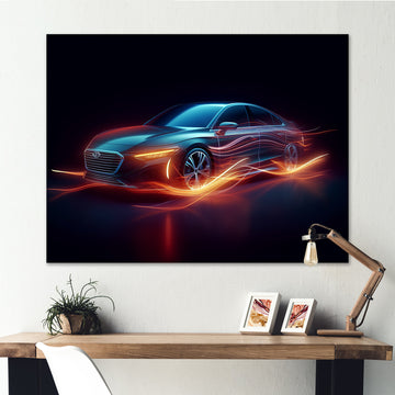 Neon Light Strips Luxury Car - Cars Luxury Canvas Wall Art
